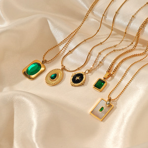 Colliers pendentif <span class=keywords><strong>émeraude</strong></span> en acier inoxydable de style français Collier zircon <span class=keywords><strong>émeraude</strong></span> coeur de luxe - Product Image 3
