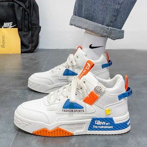 Baskets montantes tendance pour hommes, blanches, à plateforme, décontractées, style skateboard, à lacets, respirantes, nouveauté printemps - Product Image 2