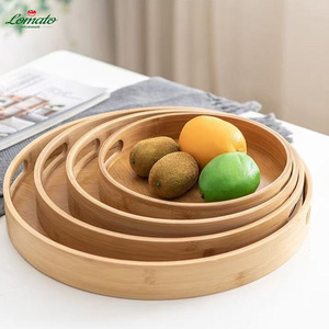 Bandeja Redonda Premium de Bambú con Asas para Servir, Bandeja Natural de Bambú para Frutas y Té, para Hogar, Hotel, Cafetería, Venta al por Mayor, Pedidos al por Mayor - Product Image 1