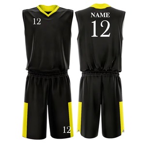 Ensemble d'uniformes de basketball haut de gamme respirants, personnalisables, maillot et short 100 % polyester, séchage rapide, taille élastique, pour activités sportives en extérieur - Product Image 1