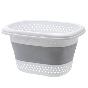 Folding Laundry Basket Bathroom Wallable Clothes Storage Basket Plastic Laundry Basket L And S