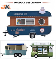 Camion de restauration rapide mobile sur mesure à quatre roues avec cuisine en acier inoxydable entièrement équipée pour le café, la crème glacée, les en-cas, le barbecue