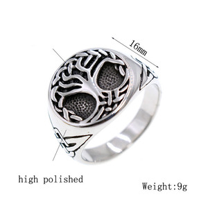 CAIOOCHE วินเทจกันน้ำสแตนเลสต้นไม้แห่งชีวิตแหวนย้อนยุคพังก์สไตล์ยิกดราซิลผู้หญิงผู้ชายแหวนแฟชั่นเครื่องประดับ - Product Image 3