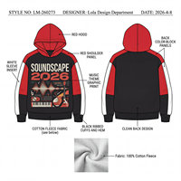 Sweat-shirt en coton respirant pour homme, coupe ample, style streetwear, imprimé musical 'SOUNDSCAPE 2026', noir, rouge et blanc, collection automne, OEM ODM