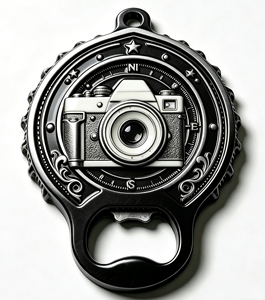 Porte-clés décapsuleur personnalisé en alliage de zinc avec logo caméra, cadeau promotionnel, pendentif en métal - Product Image 3