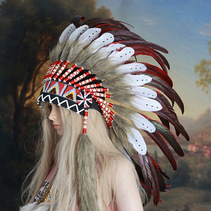 Nouvelle Couronne <span class=keywords><strong>de</strong></span> Plumes Style Ethnique, Coiffe <span class=keywords><strong>de</strong></span> Performance Tribale Extravagante Style Antique, Bijoux <span class=keywords><strong>de</strong></span> Spectacle pour Enfants - Product Image 5