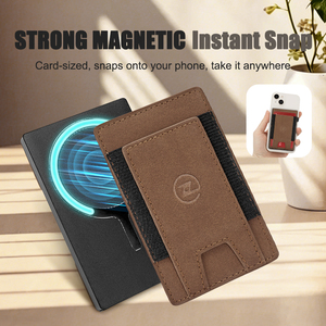 Porte-cartes intelligent en aluminium à ouverture rapide avec étui magnétique en cuir pour iPhone, <span class=keywords><strong>portefeuille</strong></span> magnétique détachable en métal pour homme avec protection RFID – Offre Spéciale - Product Image 3