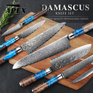 Il Set di coltelli da cucina damasco da 9 pezzi in acciaio giapponese VG10 a 67 strati include un coltello da Chef per disossare il pane con mannaia più per gli Chef - Product Image 2