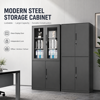 Armoire de classement métallique pour bureau, armoire de rangement en acier avec porte vitrée, armoire à documents verrouillable, étagères réglables, école, atelier