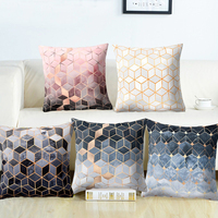 Décoration d'intérieur Vente en gros de coussin géométrique en treillis de diamant Chaise haute Housse de coussin rétro en marbre