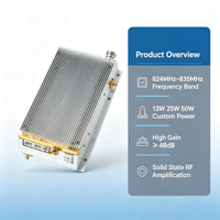 Module amplificateur de puissance RF en aluminium à gain élevé 824-835 MHz 13W/25W/50W pour télécommande et communication sans fil civile, test en laboratoire