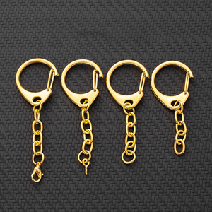 <strong>Gold</strong> <strong>D</strong> Snap Hook Lobster Clamp Zinc Alloy Round C Hook Metal Split Keychain <strong>Key</strong> Rings Clips Accessories - Product Image 1