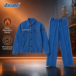Conjunto <span class=keywords><strong>de</strong></span> Chaqueta y Pantalones <span class=keywords><strong>de</strong></span> Mezclilla Lavada FR con Logotipo Personalizado, Resistentes al Fuego, para Soldadura, <span class=keywords><strong>Trabajo</strong></span> Químico y Altas Temperaturas - Product Image 2