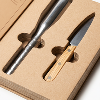 Caja de Papel Kraft Vintage para Cubiertos, Caja Rígida con Tapa para Juego de Cuchillo y Tenedor para Carne, Empaque Personalizado para Vajilla