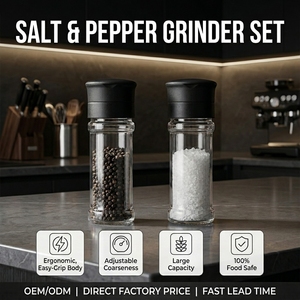 <span class=keywords><strong>Moulin</strong></span> à sel et à épices réglable et écologique pour la cuisine, en verre, plastique et céramique, rechargeable - Product Image 3
