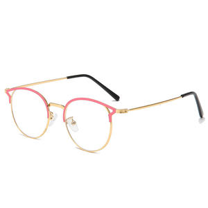 Gafas de ojo de gato para mujer, montura metálica, protección contra luz azul, lentes planas, montura completa, diseño moderno YC6020 C1 - Product Image 1