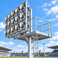 Poteau d'éclairage LED octogonal en aluminium galvanisé à chaud, résistant au vent, IP66, pour stades, aéroports et autoroutes, de 10m à 30m, personnalisable