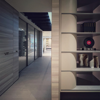 Armoire de style américain minimaliste moderne avec design incurvé et étagères ouvertes, armoire de rangement personnalisée pour chambre à coucher