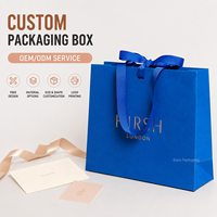 Sacs en papier personnalisés de luxe bleu et or pour cosmétiques, vêtements et emballages – Sacs shopping sur mesure pour l'habillement