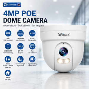 Caméra de sécurité IP POE <span class=keywords><strong>Camhi</strong></span> Pro 4MP Wistino 355 °   Caméra dôme PTZ couleur avec détection de mouvement, vision nocturne et alarme - Product Image 1