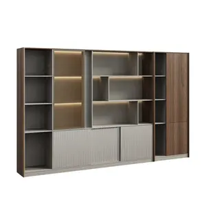 Daten Akten schrank Staff Office Locker Bücherregal Drei Türen in Melamin-Finish mit LED