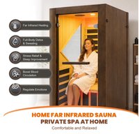Ruang Sauna Inframerah Jauh Tunggal Modern untuk 1-2 Orang, Perakitan Mudah, Desain Khusus untuk Rumah