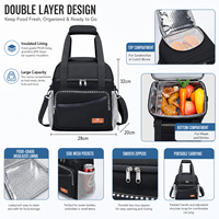 Sac isotherme de pique-nique PEVA anti-fuite en aluminium, épais, double isolation, 20L, avec fermeture éclair, pour activités extérieures