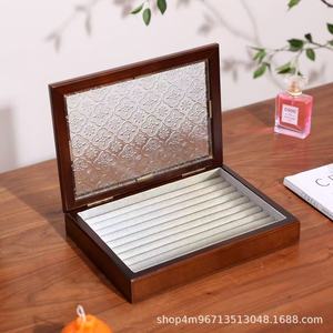 Wood Jewelry <b>Box</b> Rectangle Solid Color Storage For Rings Necklaces <b>Vintage</b> Style Exquisite Organizer - Product Image 3