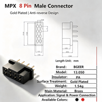 Connecteur MPX 8 broches plaqué or, mâle et femelle, multiplex, pour câble de signal, pièces de connexion pour modèles RC, avions, drones, bateaux