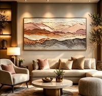 Peinture à l'huile abstraite texturée, paysage de montagne à texture épaisse, peinte à la main, sur toile, pour décoration murale intérieure