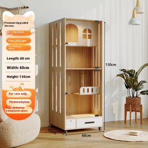 Práctica casa Jaula de madera para gatos <span class=keywords><strong>con</strong></span> cajones y ruedas Hábitat confiable <span class=keywords><strong>con</strong></span> agujeros de arco para el alojamiento de <span class=keywords><strong>mascotas</strong></span> en el hogar - Product Image 6