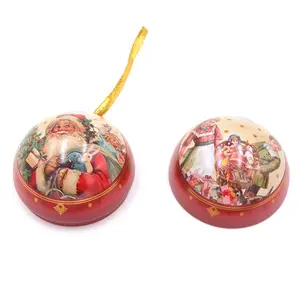 Bola de hojalata de Navidad pequeña personalizada, directa de fábrica, con cinta, venta al por mayor