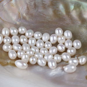 Perles d'eau douce de forme de riz blanches de 6-7 mm, perles naturelles en vrac pour la fabrication de bijoux - Product Image 3