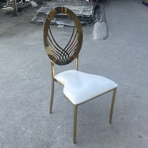 Giá cả phải chăng mới tùy chỉnh thép không gỉ tựa lưng da trắng khách sạn đám cưới ghế ăn - Product Image 1