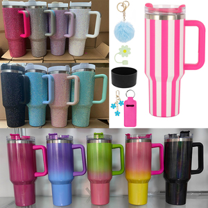Taza de café de viaje de metal aislada al vacío de doble pared de acero inoxidable de 20 40 Oz al por mayor, accesorios de 40 oz, vaso con asa - Product Image 1