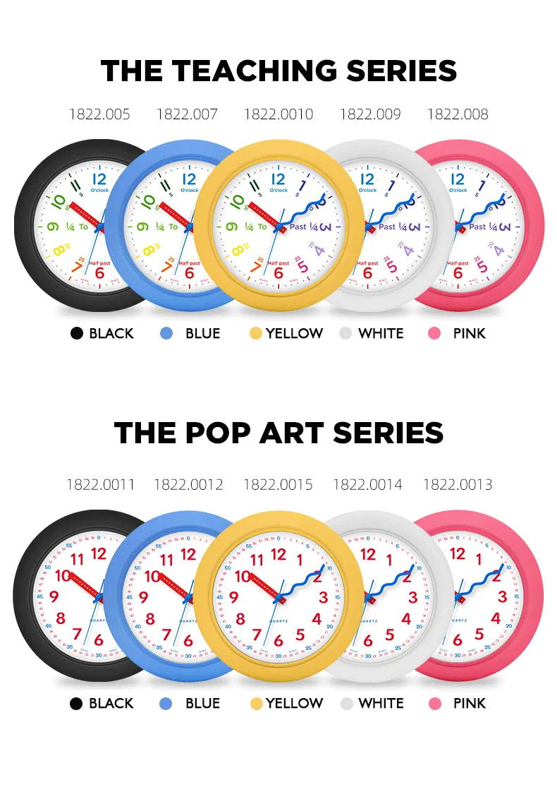 8 pollici circolare moderno colorato apprendimento plastica camera dei bambini orologio orologi didattici per bambini orologi da parete personalizzati per lo studio