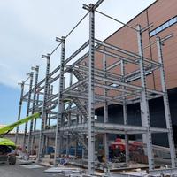 Bâtiment de recherche multi-étages en structure métallique, salle blanche préfabriquée, installation de test, construction industrielle