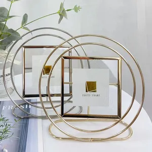 Bingkai Foto Logam Pelat Besi Perak, Rangka Foto Logam Emas Bentuk Persegi Panjang untuk Ruang Kantor