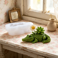 Moule en silicone en forme de crocodile pour pot de fleurs 3D DIY, idéal pour la fabrication artisanale de pots en ciment, décoration de jardin et fournitures d'artisanat