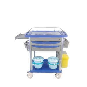 Carrito de tratamiento médico de ABS con 4 ruedas giratorias, bandeja y cesta para uso hospitalario - Product Image 2