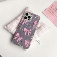 Casing penutup ponsel desain benang bulu anak perempuan pita cetak UV kustom untuk iPhone 16 15 14 Pro Max 16 Plus