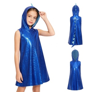 Disfraz de dinosaurio para niños, vestido metálico con capucha, sin mangas, cola con púas, corte en A, cosplay para niñas, carnaval, juego de rol, personalizado - Product Image 5