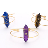 JD GEMS - Brazalete de Cuarzo Rosa Natural con Doble Punta, Hecho a Mano, con Cristales Curativos y de Meditación, Joyería Energética con Piedras Preciosas
