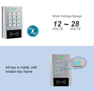 Control de acceso de relé dual impermeable independiente 12-28V AC/DC 13,56 MHz lector de teclado de tarjeta de código de proximidad Control de acceso de dos puertas - Product Image 6