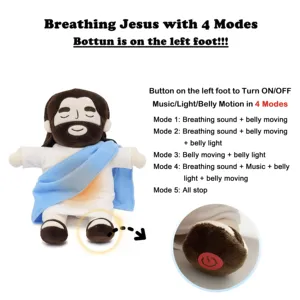 Peluche personnalisée Yelakey Jésus respirant apaisant pour enfants, jouet doux et confortable en forme de cœur sacré pour cadeau de Pâques - Product Image 6