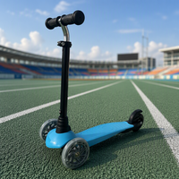 Trottinette pliable à trois roues certifiée CE pour enfants, avec roues en PU, plateau en PP, hauteur réglable, utilisation en extérieur et lumière incluse