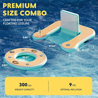 Ensemble de chaises longues flottantes gonflables de luxe, chaise flottante pour piscine avec plateau de bar flottant pour adultes, fête d'été