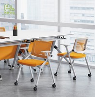 Chaises de bureau exécutives en maille à tubes carrés, confortables, avec roulettes, tablette d'écriture, design moderne pliable, pour négociations, réunions, formations