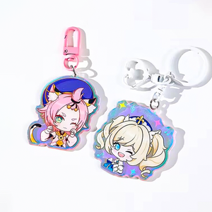 Cute Custom Cartoon <strong>Acrylic</strong> Personalized Plastic Key Chain Wristlet Ring rainbow <strong>Sublimation</strong> Keychain Charms Double Printing - Product Image 4