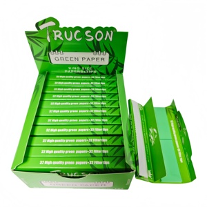 TRUCSON Green Rolling Papers <b>King</b> <b>Size</b> 32 <b>Sheets</b> With Filter Tips 32leaves+32tips/booklet,24booklets/box - Product Image 5